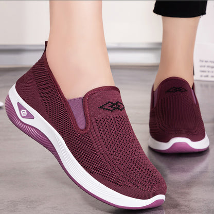 GifitoLuck Women’s Breathable Knit Slip-On Shoes, Lightweight Soft Sole Casual Comfort Loafers, Easy Everyday Walking Gift for Mum or Grandma