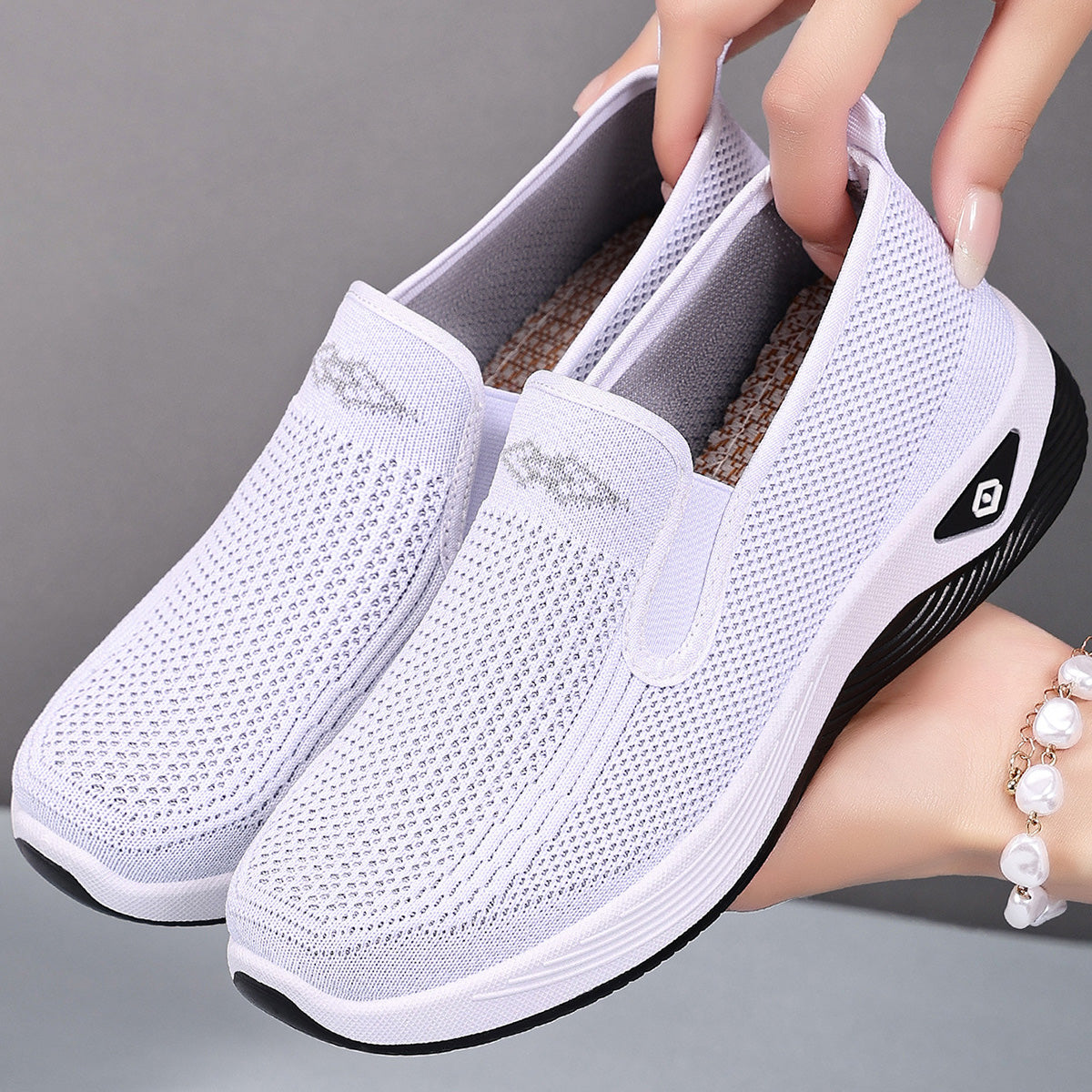 GifitoLuck Women’s Breathable Knit Slip-On Shoes, Lightweight Soft Sole Casual Comfort Loafers, Easy Everyday Walking Gift for Mum or Grandma