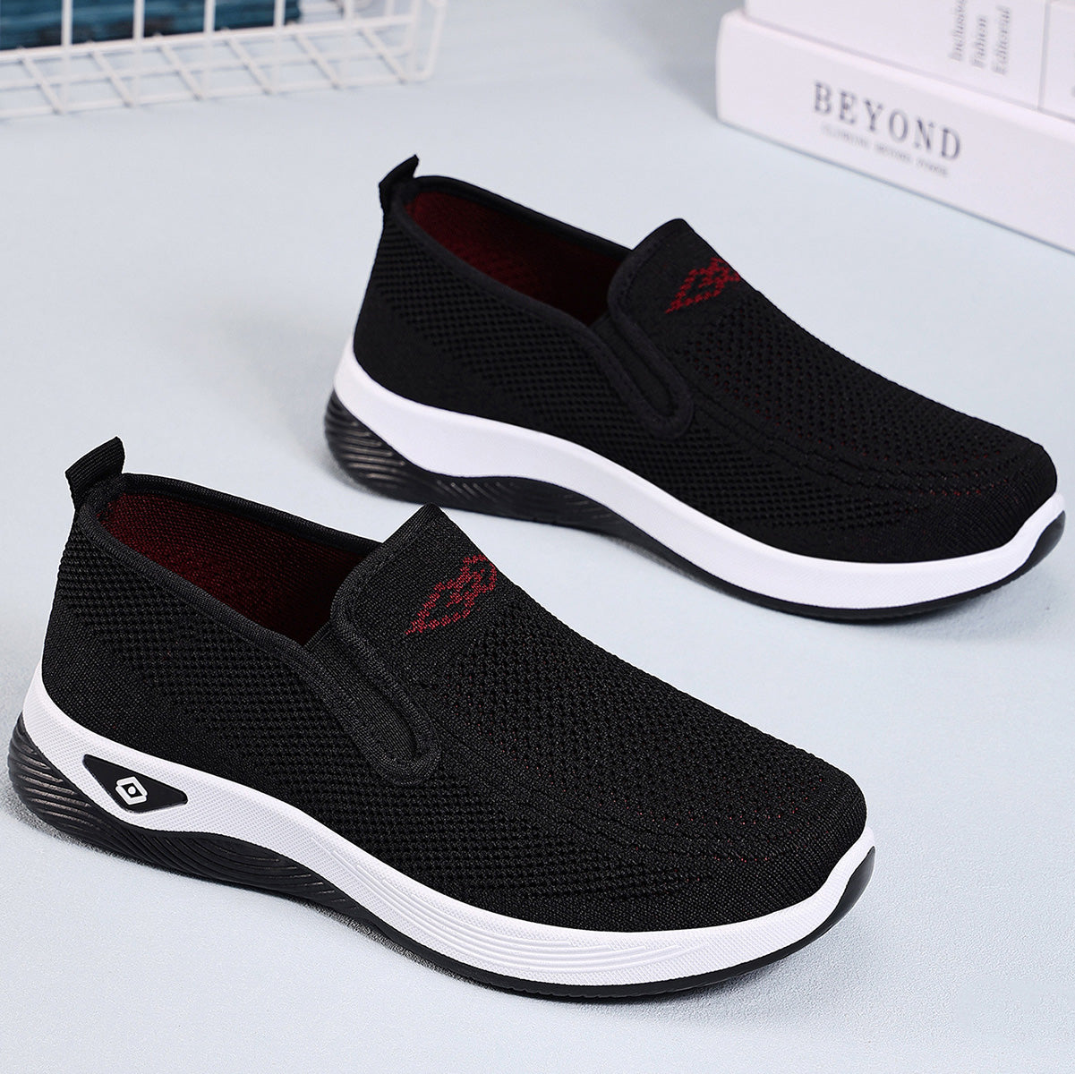 GifitoLuck Women’s Breathable Knit Slip-On Shoes, Lightweight Soft Sole Casual Comfort Loafers, Easy Everyday Walking Gift for Mum or Grandma