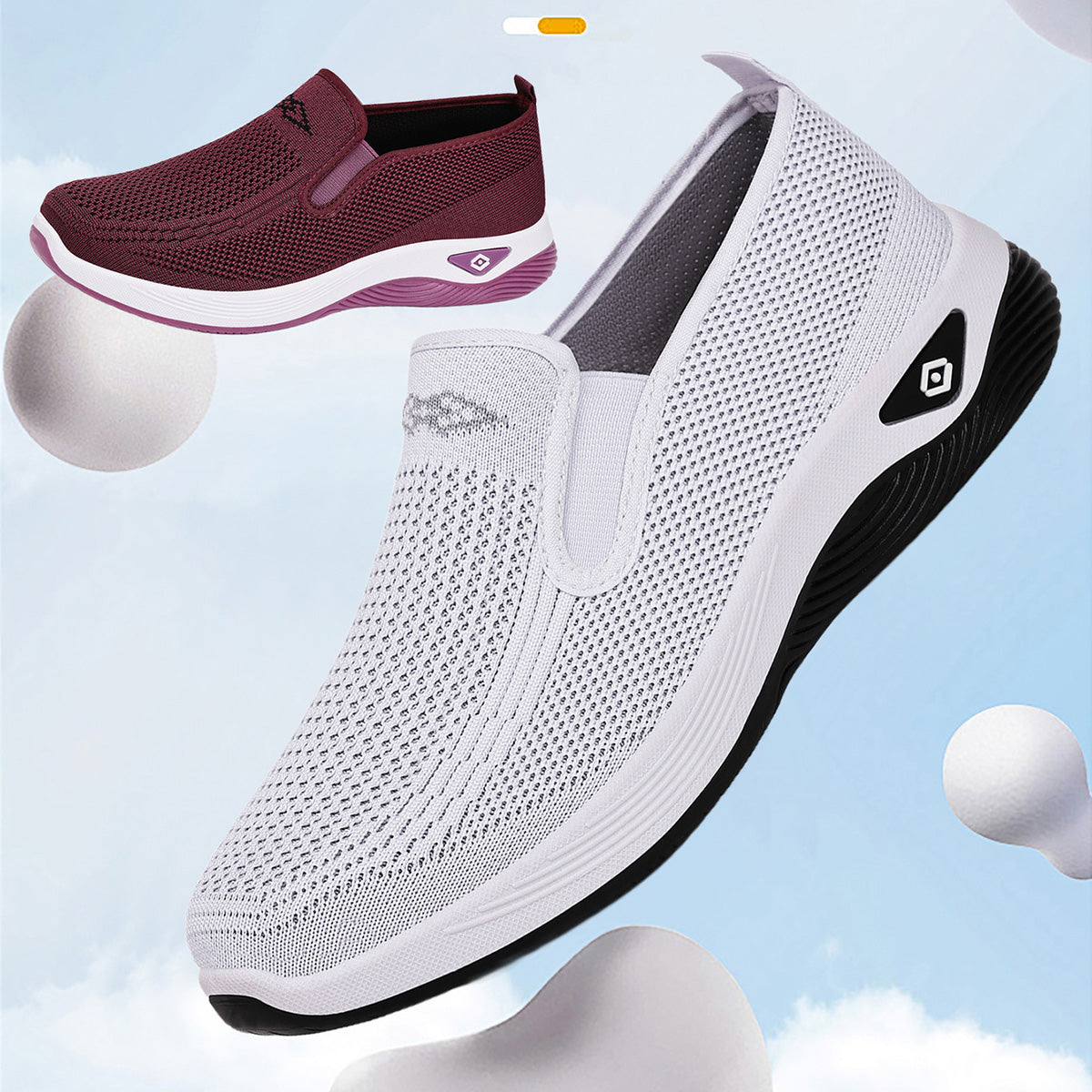 GifitoLuck Women’s Breathable Knit Slip-On Shoes, Lightweight Soft Sole Casual Comfort Loafers, Easy Everyday Walking Gift for Mum or Grandma