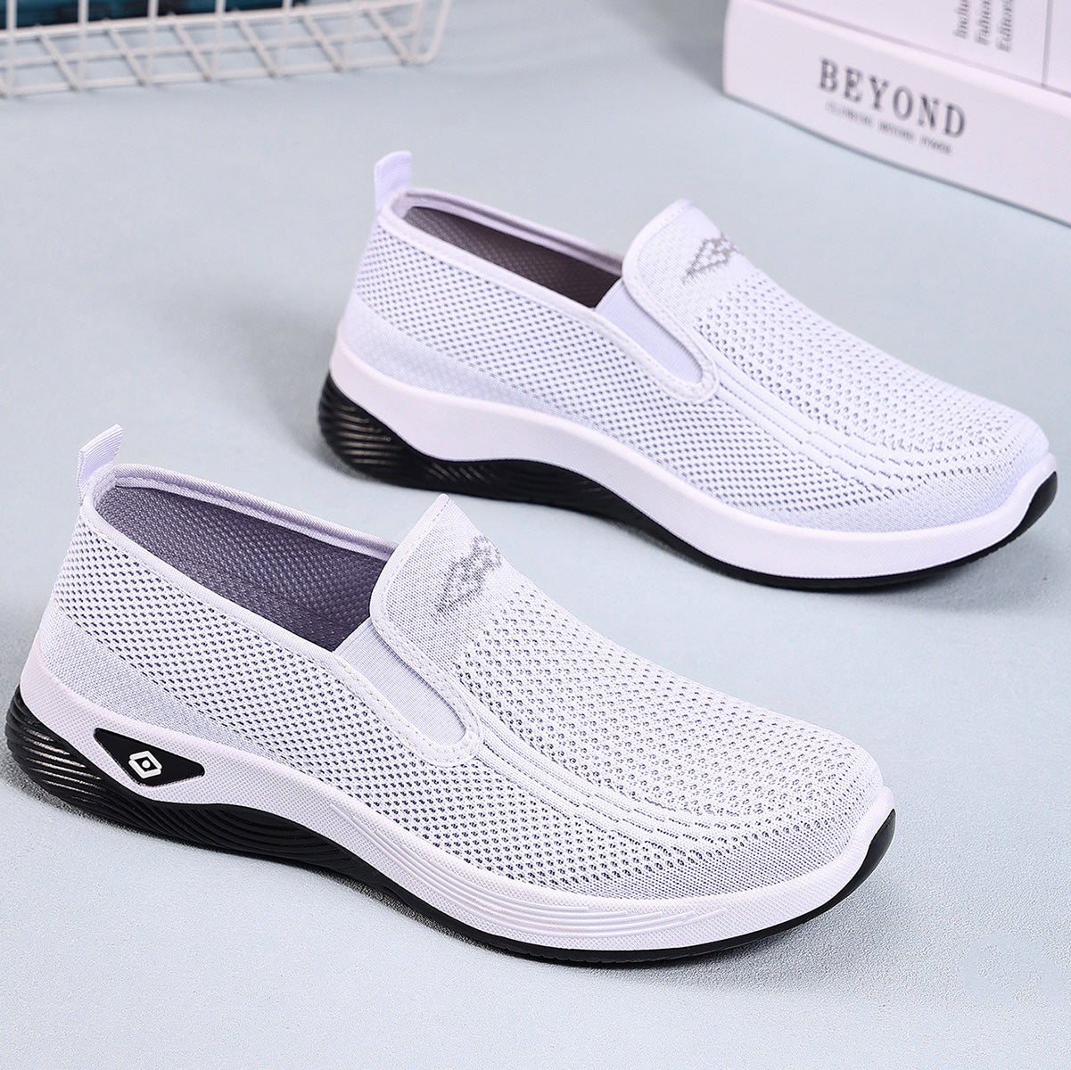 GifitoLuck Women’s Breathable Knit Slip-On Shoes, Lightweight Soft Sole Casual Comfort Loafers, Easy Everyday Walking Gift for Mum or Grandma