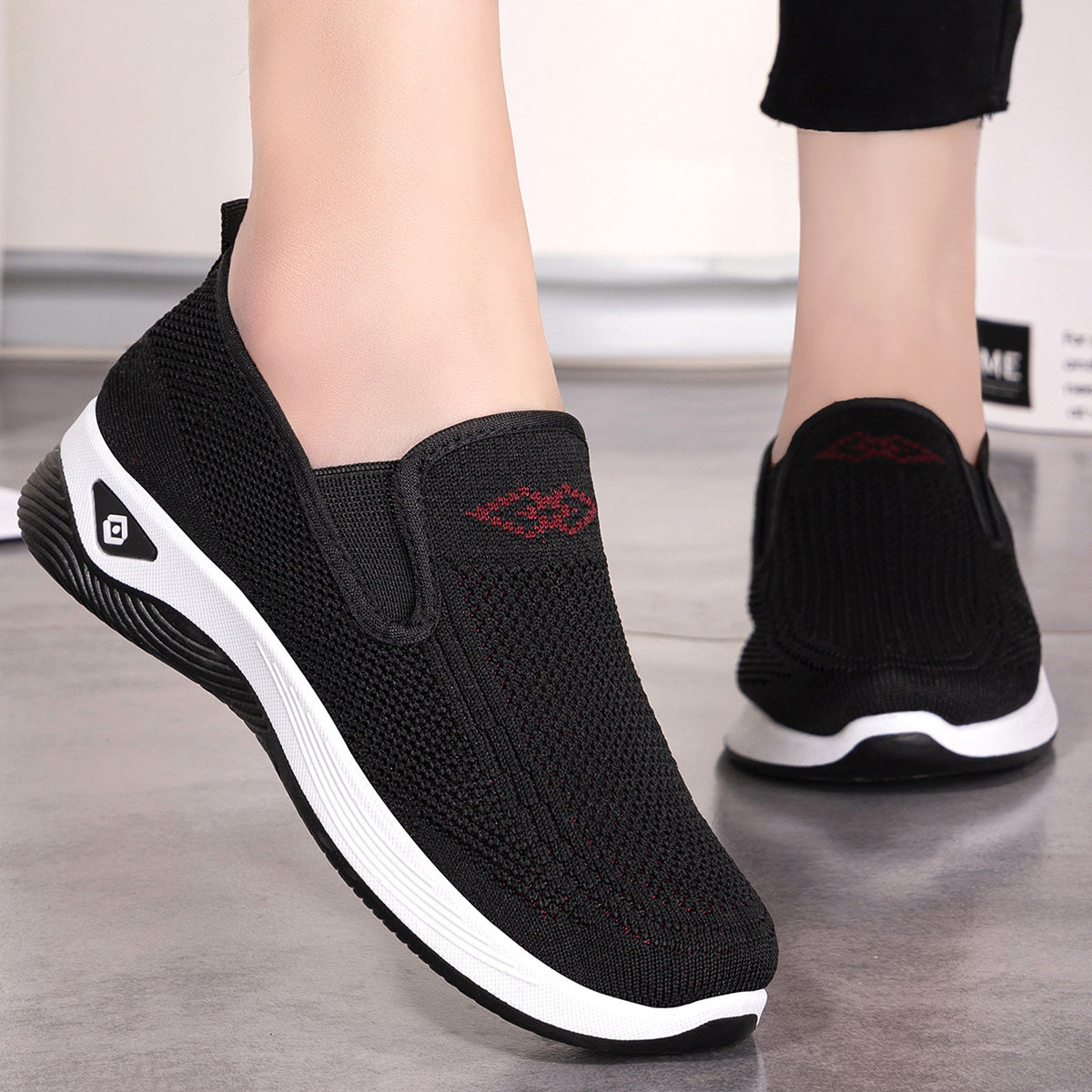 GifitoLuck Women’s Breathable Knit Slip-On Shoes, Lightweight Soft Sole Casual Comfort Loafers, Easy Everyday Walking Gift for Mum or Grandma