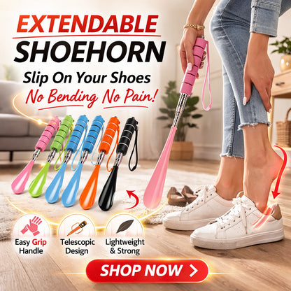 GifitoLuck Adjustable Shoe Horn, Stainless Steel Long Handle Shoehorn with Non-Slip Grip