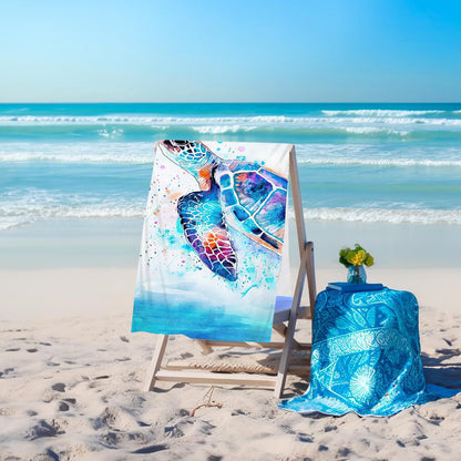 GiftoLuck Ocean World Sand Free Beach Towel Quick Dry Turtle Dolphin Summer Holiday Travel Towel