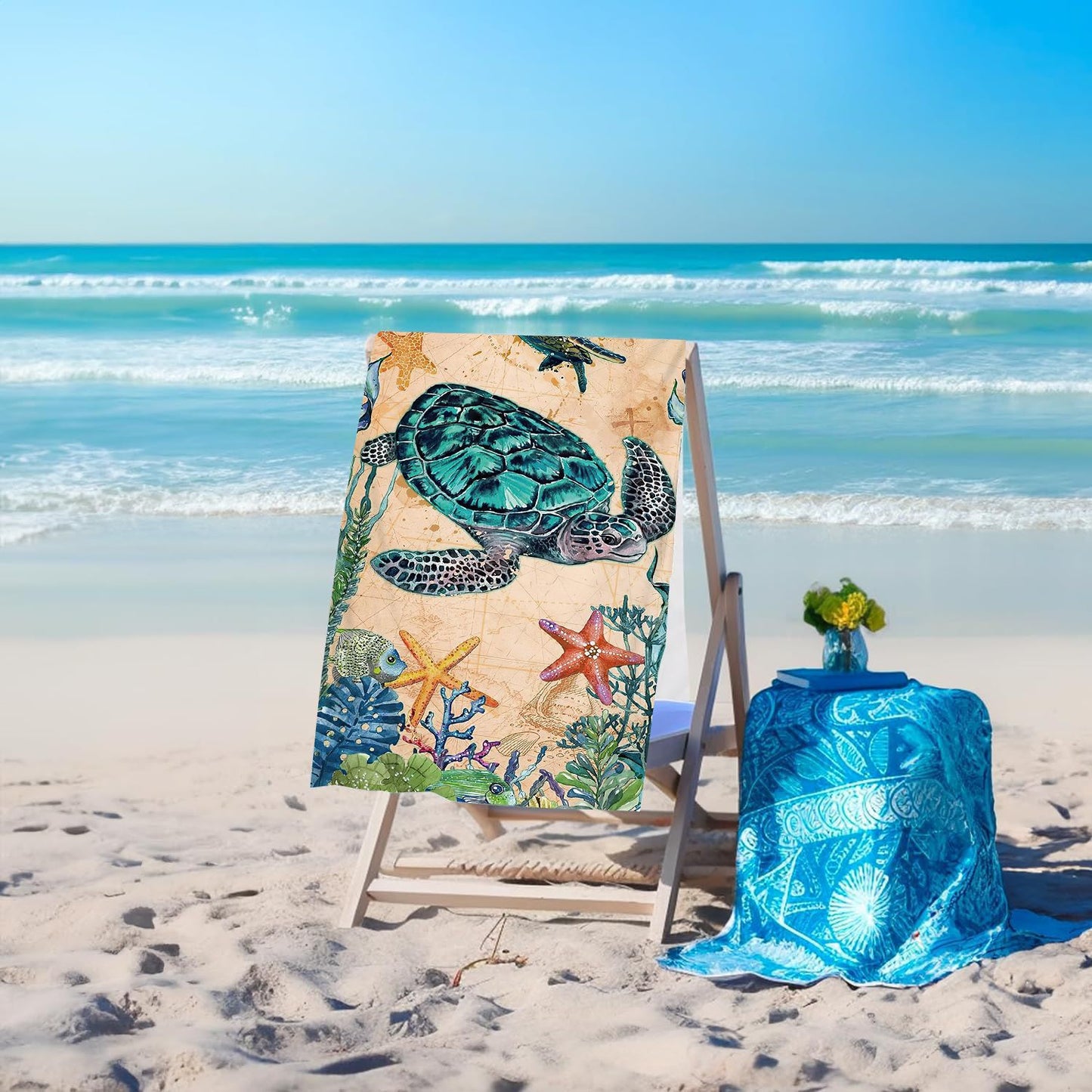 GiftoLuck Ocean World Sand Free Beach Towel Quick Dry Turtle Dolphin Summer Holiday Travel Towel