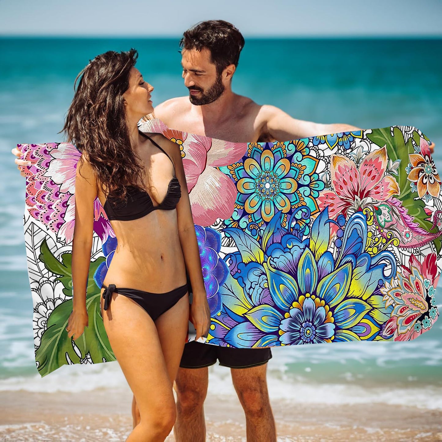 GiftoLuck Ocean World Sand Free Beach Towel Quick Dry Turtle Dolphin Summer Holiday Travel Towel