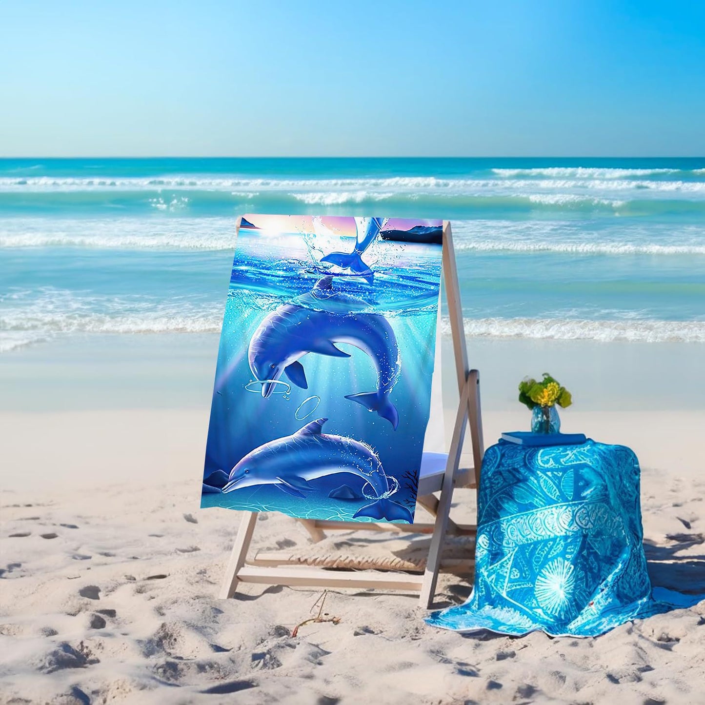 GiftoLuck Ocean World Sand Free Beach Towel Quick Dry Turtle Dolphin Summer Holiday Travel Towel