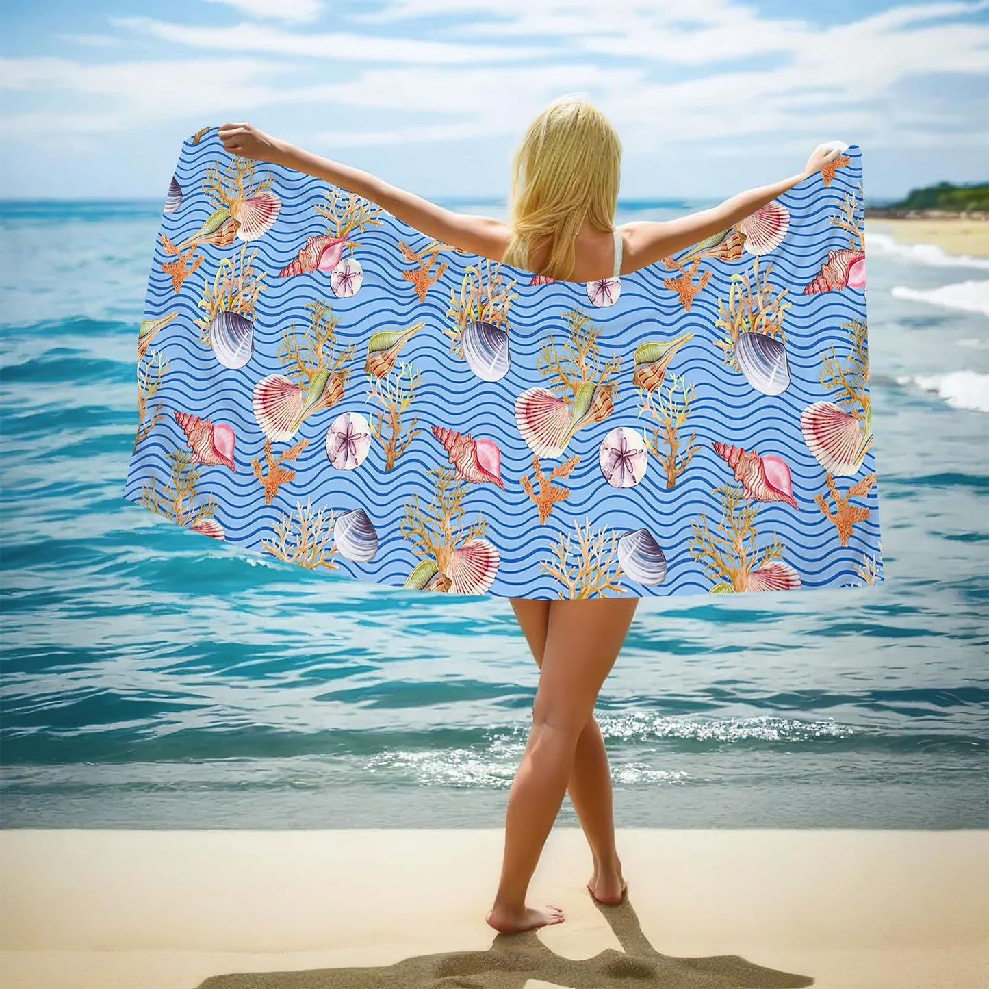 GiftoLuck Ocean World Sand Free Beach Towel Quick Dry Turtle Dolphin Summer Holiday Travel Towel