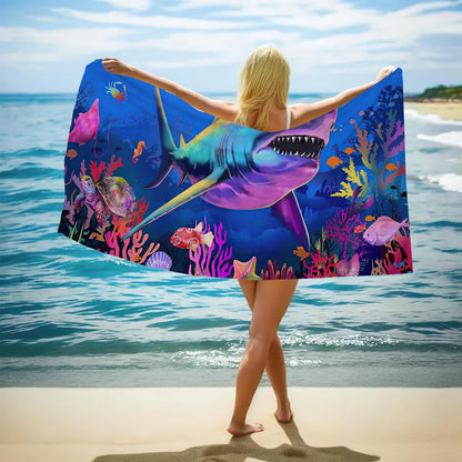 GiftoLuck Ocean World Sand Free Beach Towel Quick Dry Turtle Dolphin Summer Holiday Travel Towel
