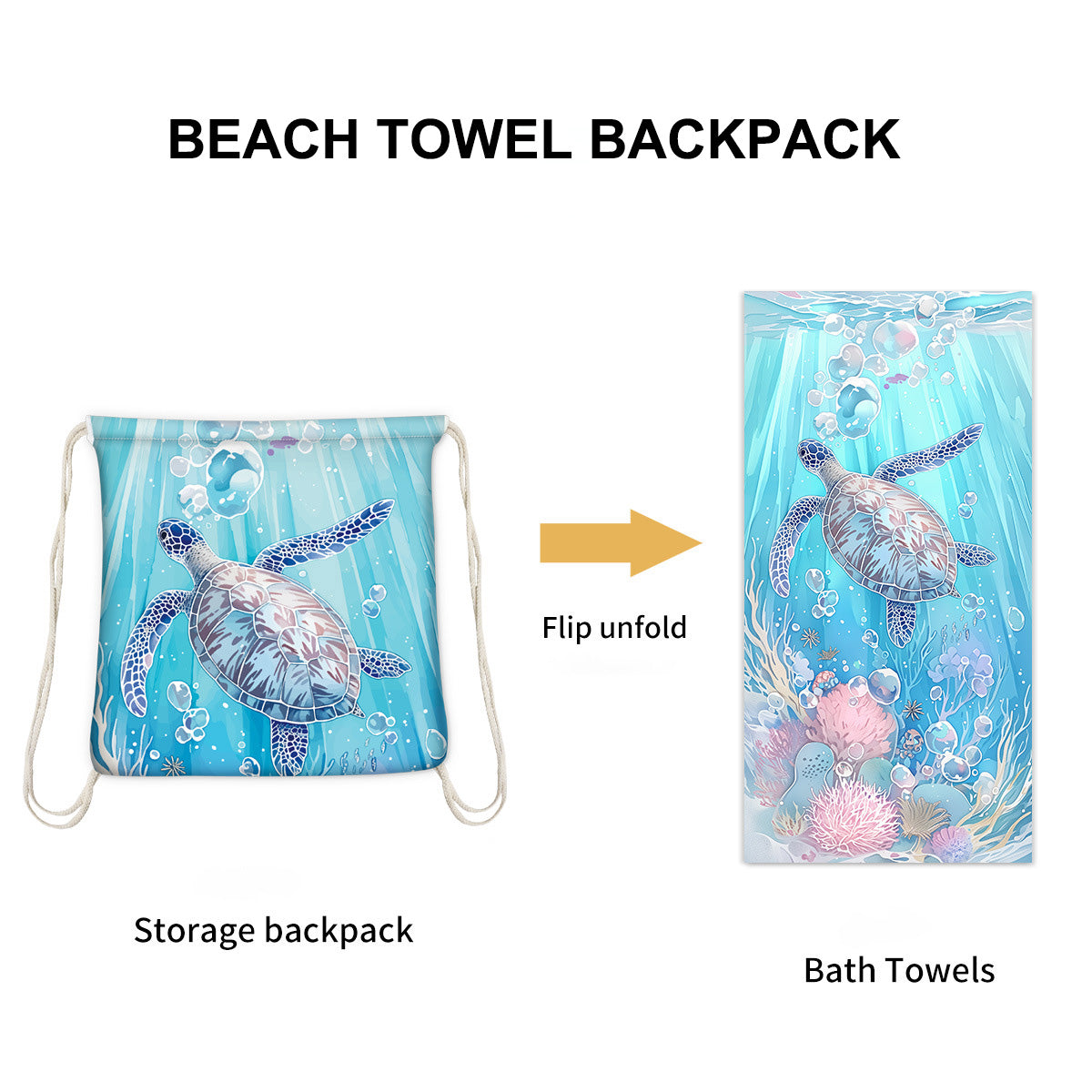 GiftoLuck 2-in-1 Backpack Beach Towel Quick Dry Travel Bag Summer Holiday Swimming Bath Towel
