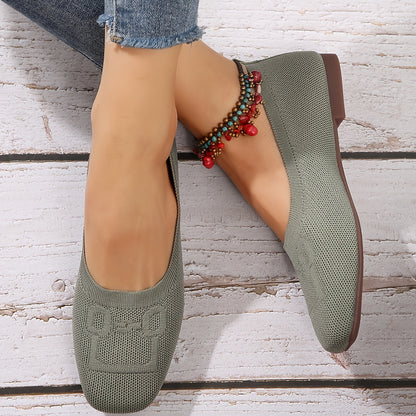 GifitoLuck Women’s Flat Knit Slip-On Loafer Shoes, Soft Round Toe Casual Flats for Spring 2026, Lightweight Everyday Walking Comfort Gift for Mum or Grandma