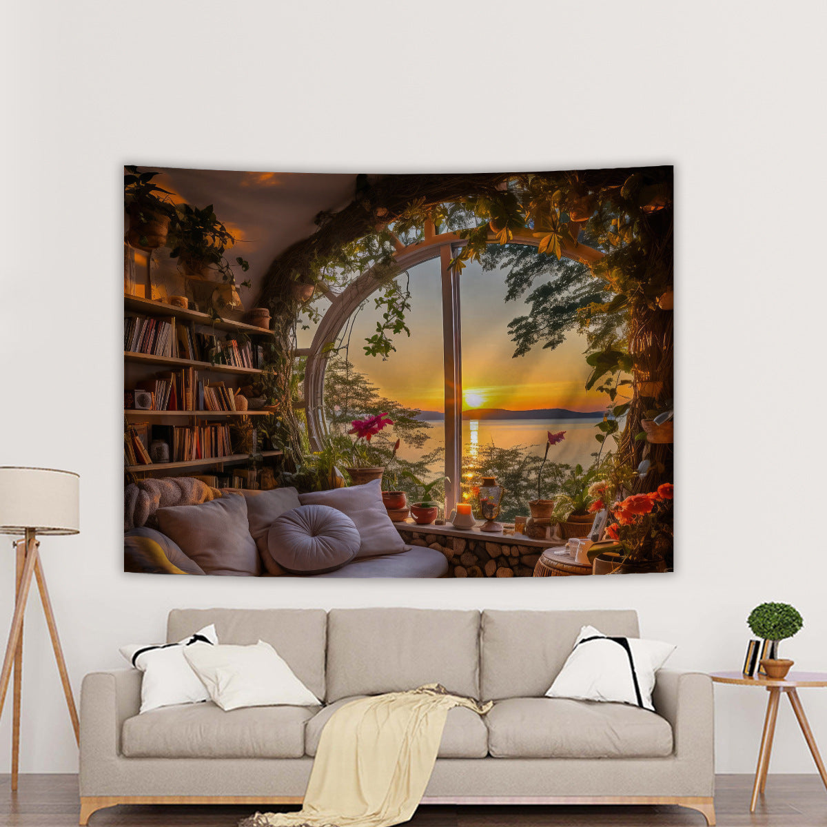 GiftoLuck Fantasy Landscape Tapestry Solar Wind Wall Hanging for Bedroom Decor, Living Room & Garden Party Background Cloth