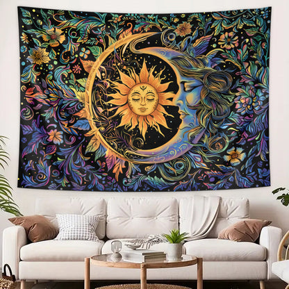 GiftoLuck Fantasy Landscape Tapestry Solar Wind Wall Hanging for Bedroom Decor, Living Room & Garden Party Background Cloth
