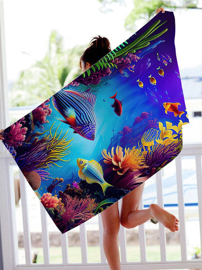 GiftoLuck Turtles Printing Beach Towel Quick Dry Sand Free Microfiber Holiday Travel Towel