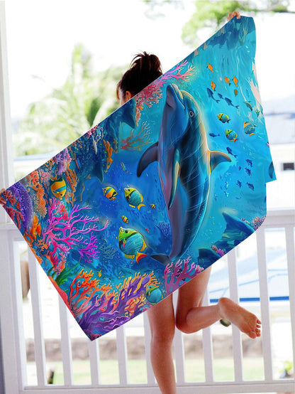 GiftoLuck Turtles Printing Beach Towel Quick Dry Sand Free Microfiber Holiday Travel Towel
