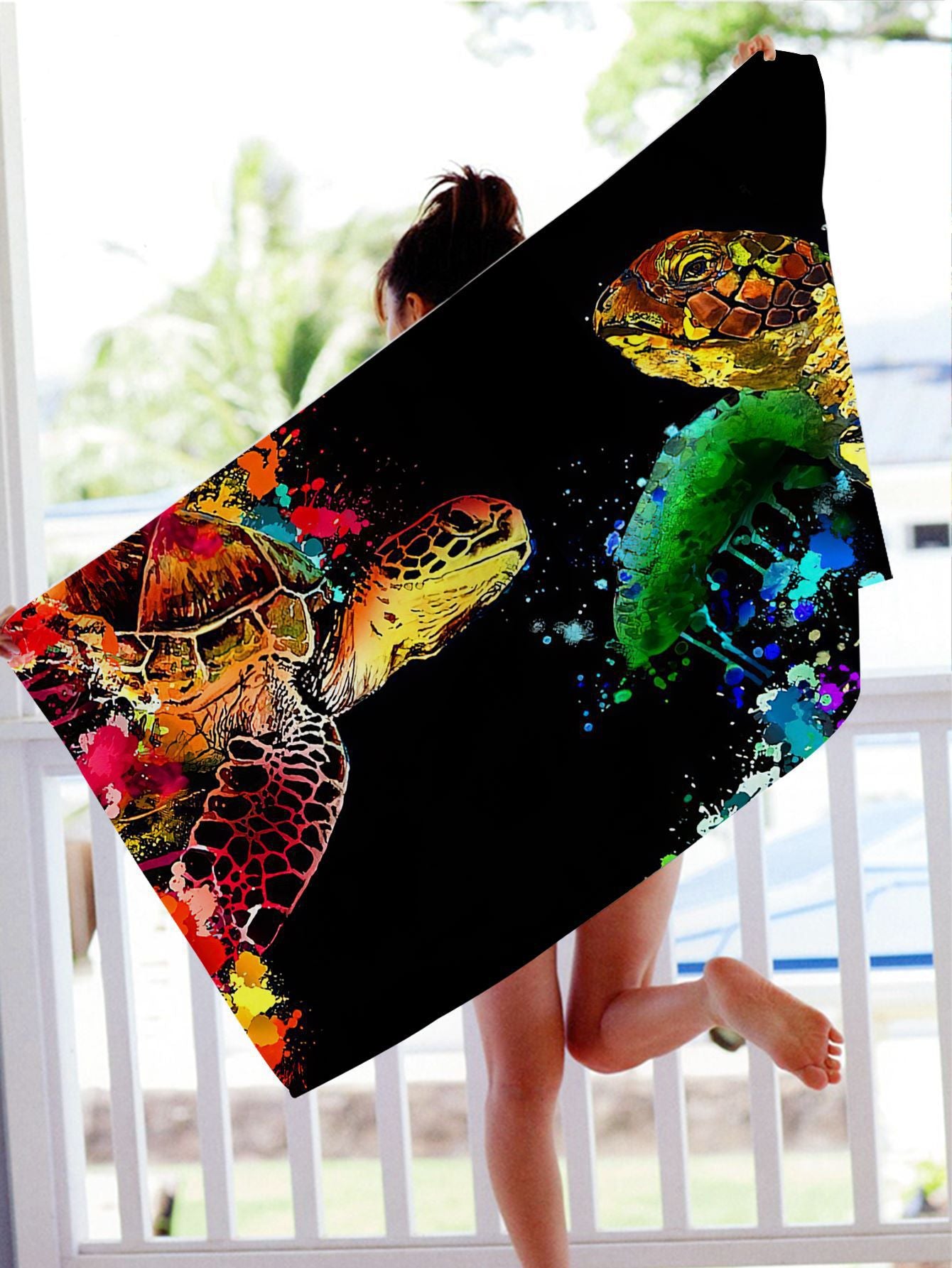 GiftoLuck Turtles Printing Beach Towel Quick Dry Sand Free Microfiber Holiday Travel Towel