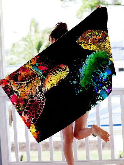 GiftoLuck Turtles Printing Beach Towel Quick Dry Sand Free Microfiber Holiday Travel Towel