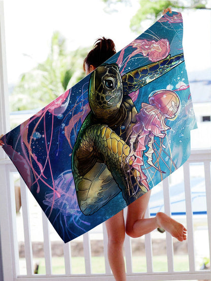 GiftoLuck Turtles Printing Beach Towel Quick Dry Sand Free Microfiber Holiday Travel Towel