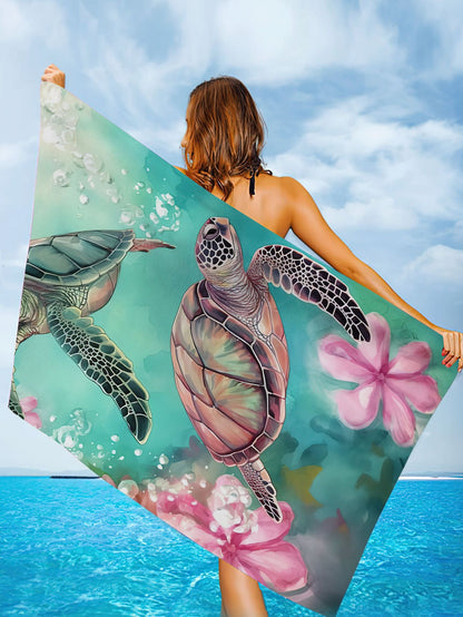 GiftoLuck Turtles Printing Beach Towel Quick Dry Sand Free Microfiber Holiday Travel Towel