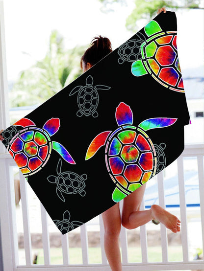 GiftoLuck Turtles Printing Beach Towel Quick Dry Sand Free Microfiber Holiday Travel Towel