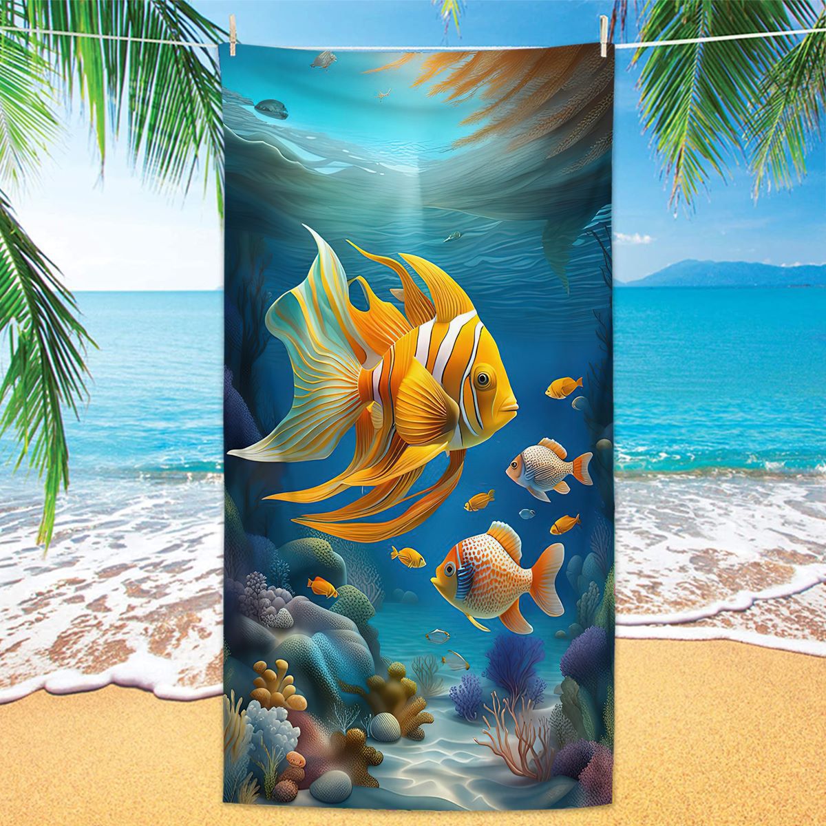 GiftoLuck Turtles Printing Beach Towel Quick Dry Sand Free Microfiber Holiday Travel Towel