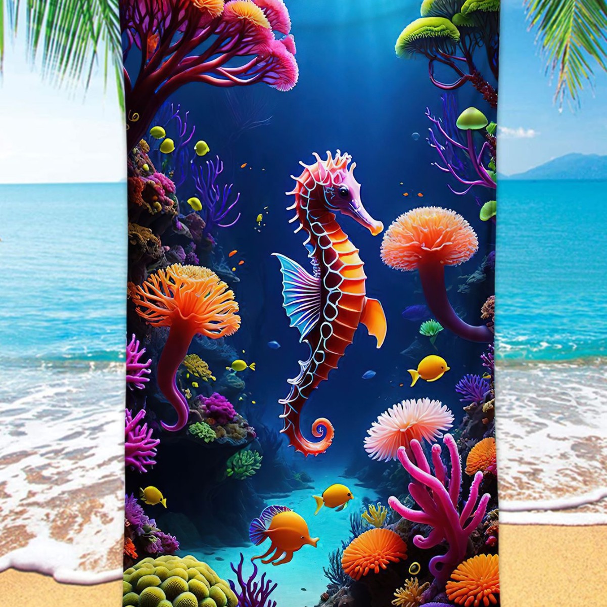 GiftoLuck Turtles Printing Beach Towel Quick Dry Sand Free Microfiber Holiday Travel Towel