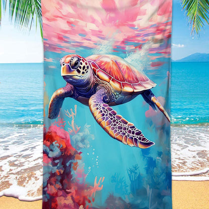 GiftoLuck Turtles Printing Beach Towel Quick Dry Sand Free Microfiber Holiday Travel Towel