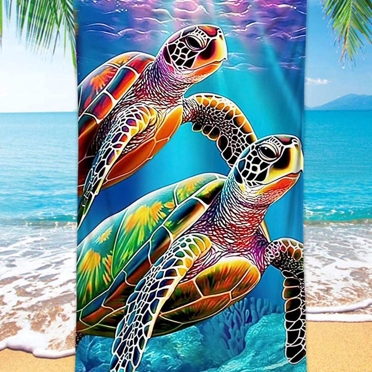 GiftoLuck Turtles Printing Beach Towel Quick Dry Sand Free Microfiber Holiday Travel Towel