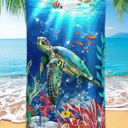 GiftoLuck Turtles Printing Beach Towel Quick Dry Sand Free Microfiber Holiday Travel Towel