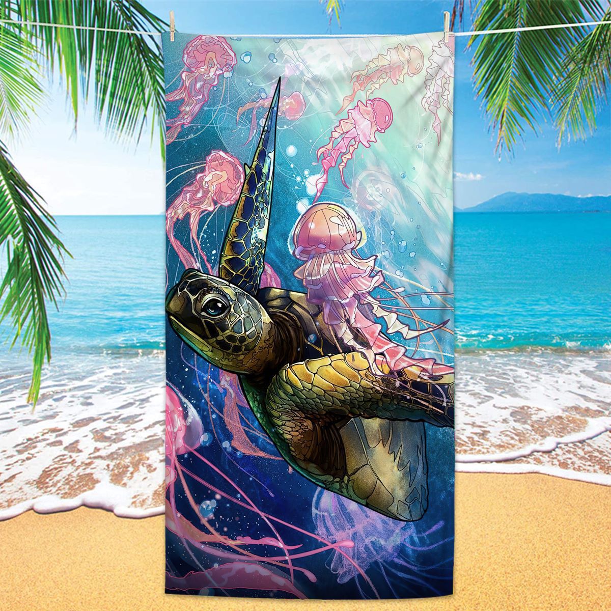 GiftoLuck Turtles Printing Beach Towel Quick Dry Sand Free Microfiber Holiday Travel Towel