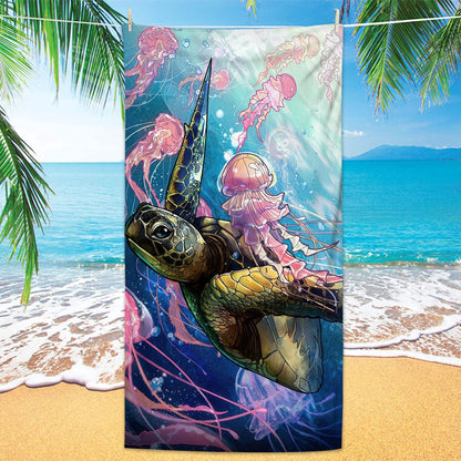 GiftoLuck Turtles Printing Beach Towel Quick Dry Sand Free Microfiber Holiday Travel Towel