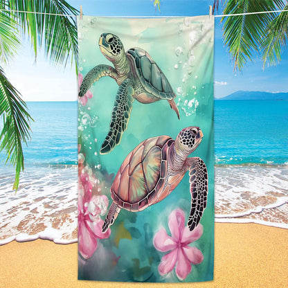 GiftoLuck Turtles Printing Beach Towel Quick Dry Sand Free Microfiber Holiday Travel Towel