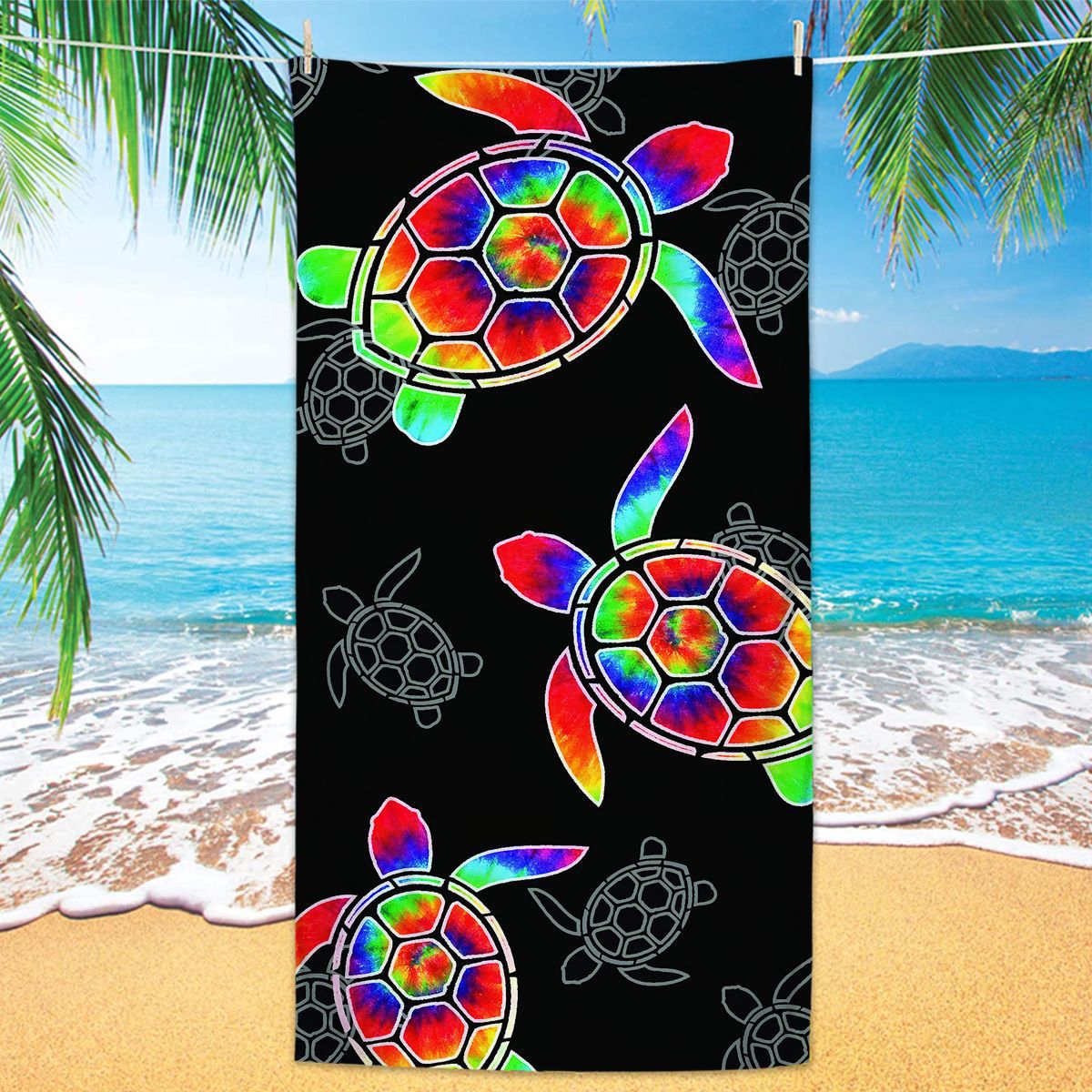 GiftoLuck Turtles Printing Beach Towel Quick Dry Sand Free Microfiber Holiday Travel Towel