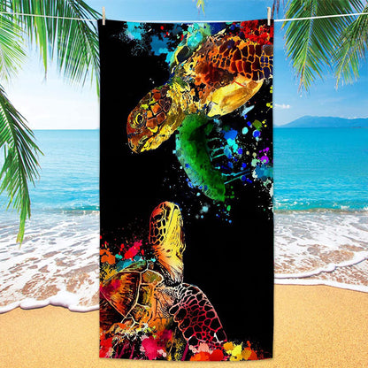 GiftoLuck Turtles Printing Beach Towel Quick Dry Sand Free Microfiber Holiday Travel Towel