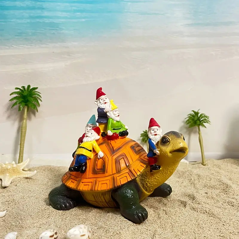 GiftoLuck Whimsical Gnome Turtle Statue Longevity Wish Gift