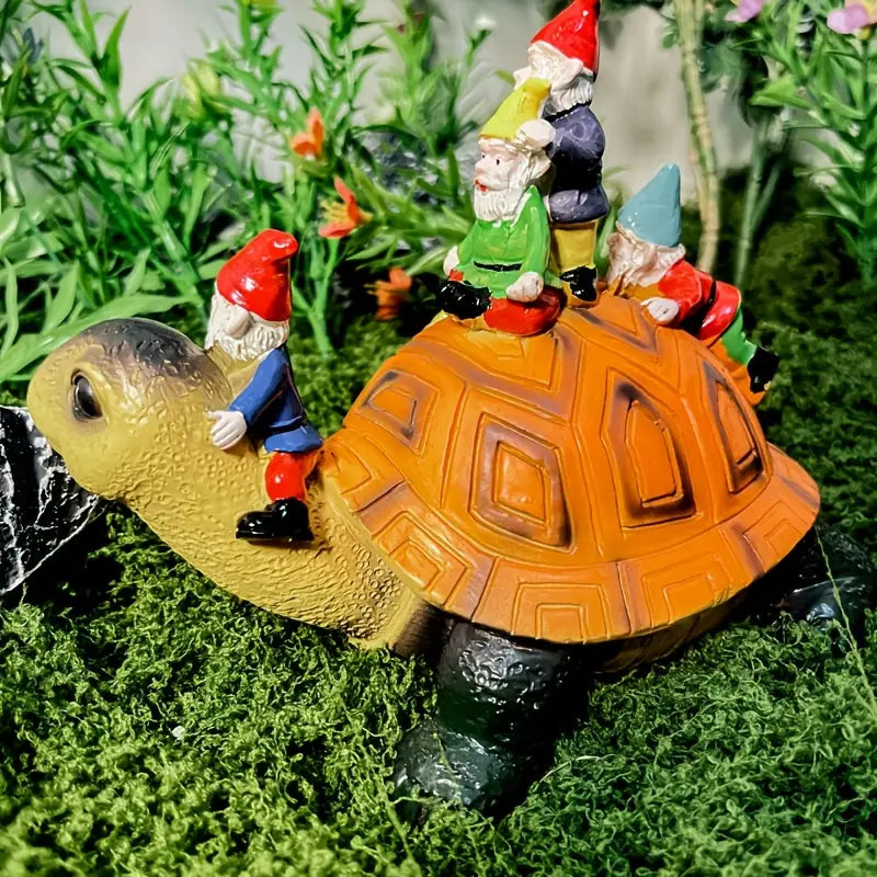 GiftoLuck Whimsical Gnome Turtle Statue Longevity Wish Gift