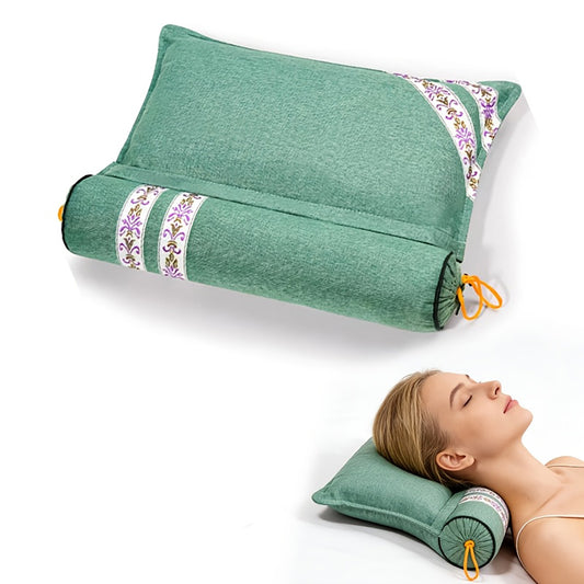 GifitoLuck Cervical Buckwheat Pillow, Detachable Ergonomic Cooling Pillow with Embroidered Cover, Breathable Neck Support Cushion, Thoughtful Sleep Gift for Mum, Nan or Partner