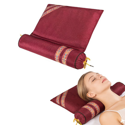 GifitoLuck Cervical Buckwheat Pillow, Detachable Ergonomic Cooling Pillow with Embroidered Cover, Breathable Neck Support Cushion, Thoughtful Sleep Gift for Mum, Nan or Partner
