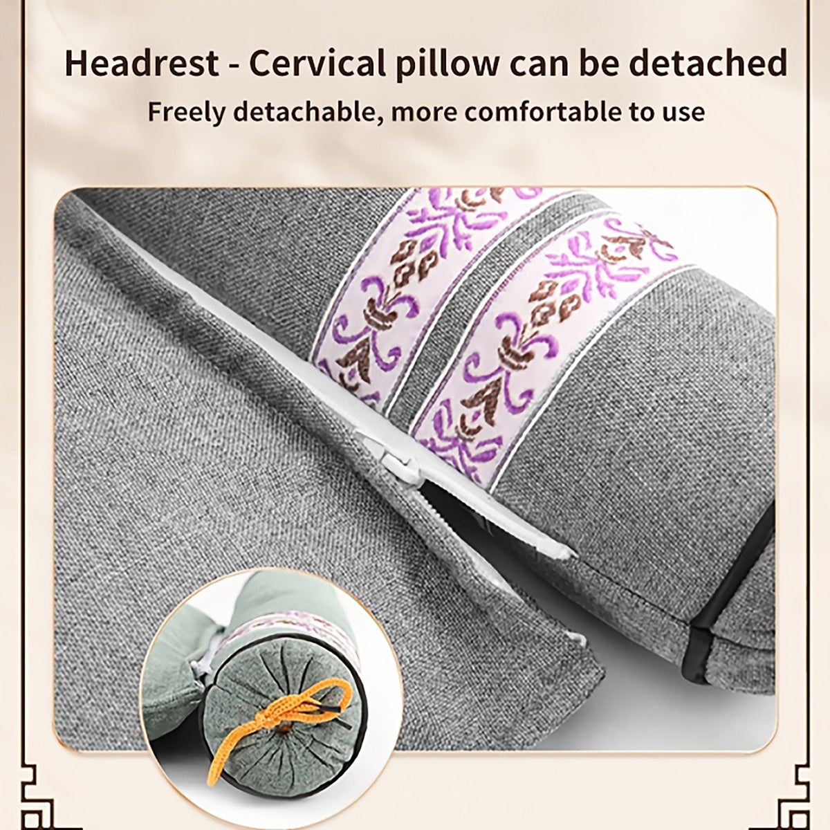 GifitoLuck Cervical Buckwheat Pillow, Detachable Ergonomic Cooling Pillow with Embroidered Cover, Breathable Neck Support Cushion, Thoughtful Sleep Gift for Mum, Nan or Partner
