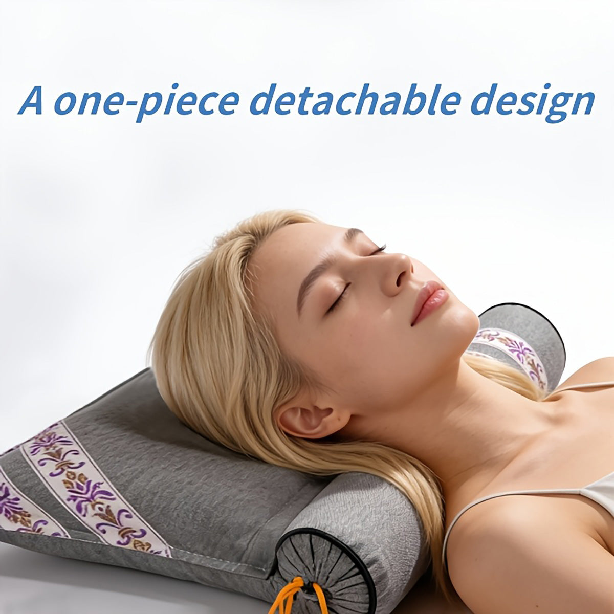 GifitoLuck Cervical Buckwheat Pillow, Detachable Ergonomic Cooling Pillow with Embroidered Cover, Breathable Neck Support Cushion, Thoughtful Sleep Gift for Mum, Nan or Partner