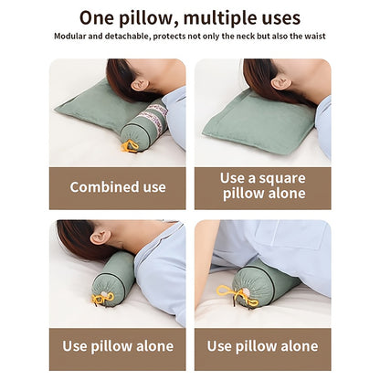 GifitoLuck Cervical Buckwheat Pillow, Detachable Ergonomic Cooling Pillow with Embroidered Cover, Breathable Neck Support Cushion, Thoughtful Sleep Gift for Mum, Nan or Partner