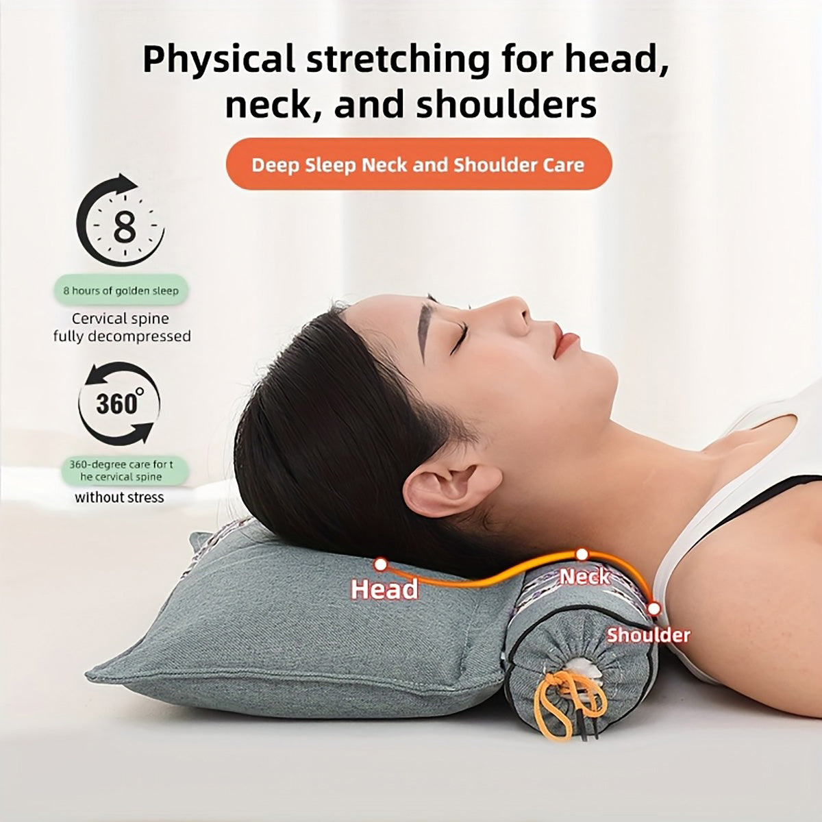 GifitoLuck Cervical Buckwheat Pillow, Detachable Ergonomic Cooling Pillow with Embroidered Cover, Breathable Neck Support Cushion, Thoughtful Sleep Gift for Mum, Nan or Partner
