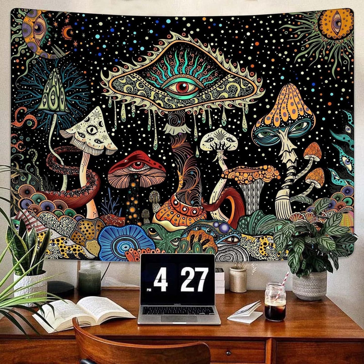 GiftoLuck Mushroom Tapestry Wall Hanging Super Healing Forest Background Cloth Home Decoration for Teen Room Gift Blanket
