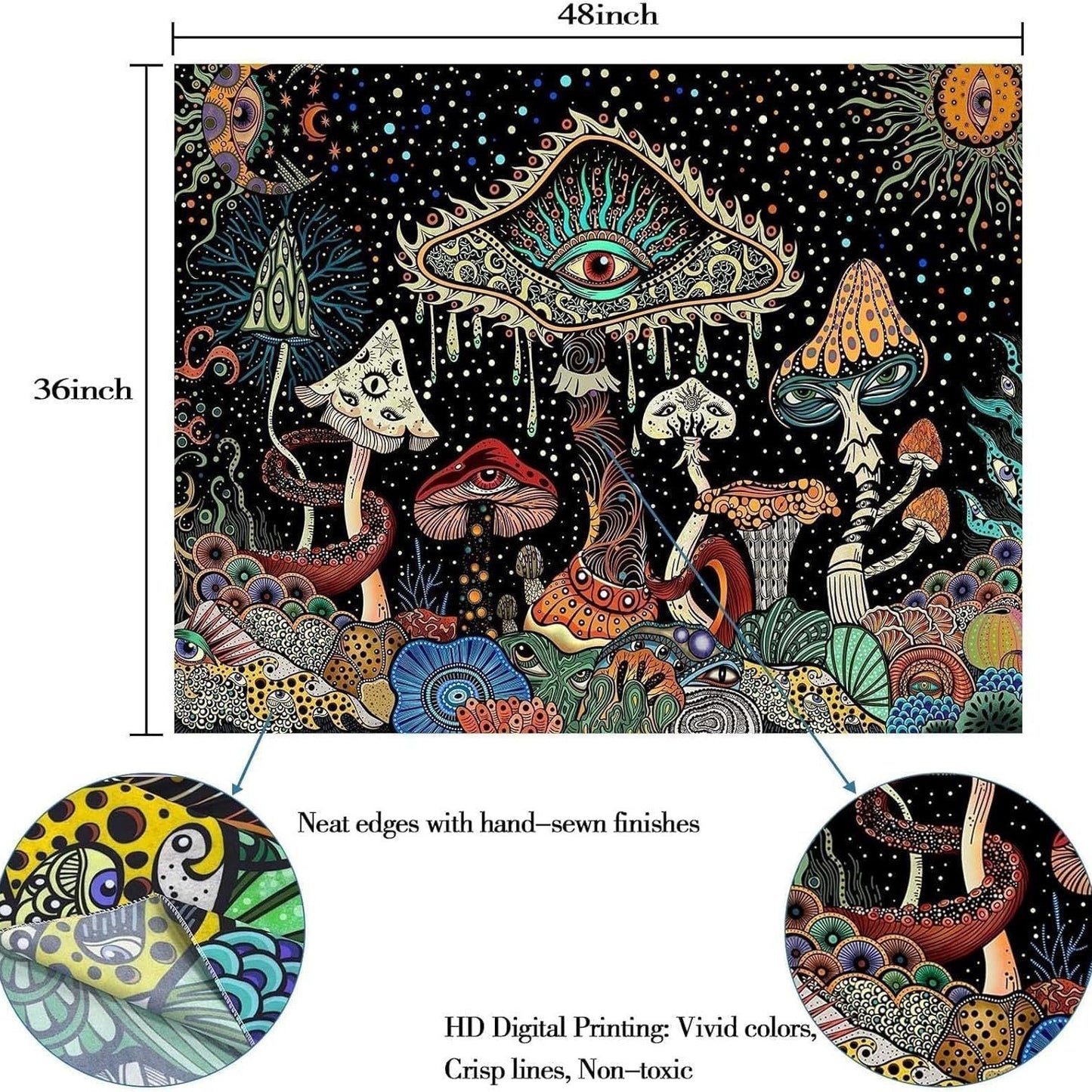 GiftoLuck Mushroom Tapestry Wall Hanging Super Healing Forest Background Cloth Home Decoration for Teen Room Gift Blanket