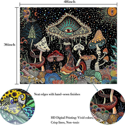 GiftoLuck Mushroom Tapestry Wall Hanging Super Healing Forest Background Cloth Home Decoration for Teen Room Gift Blanket