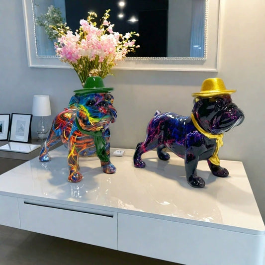 GiftoLuck Colorful Hat-Wearing Walking Dog Statue for Home, Office, and Gift Decoration