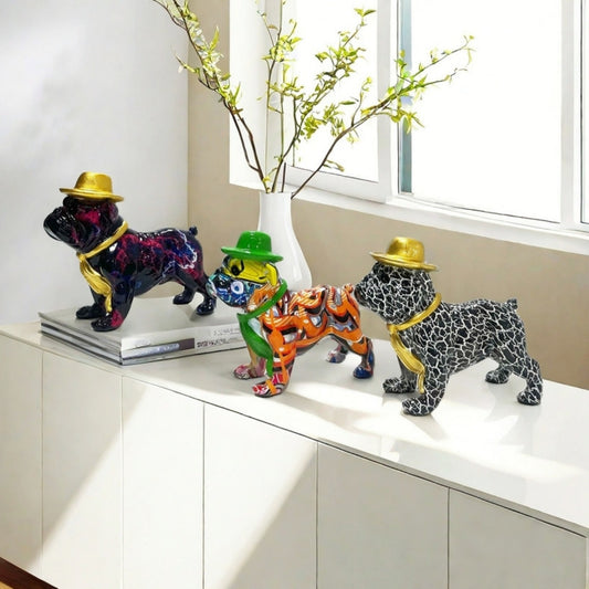 GiftoLuck Colorful Hat-Wearing Walking Dog Statue for Home, Office, and Gift Decoration