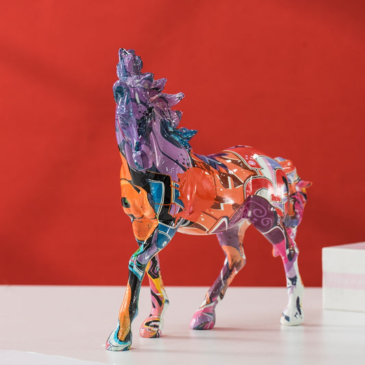 GiftoLuck Get-Rich-Now Horse Resin Fengshui Ornaments for Wealth, Luck, and Home Decor