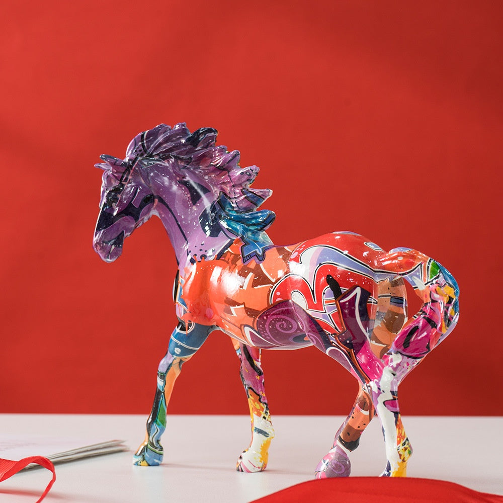 GiftoLuck Get-Rich-Now Horse Resin Fengshui Ornaments for Wealth, Luck, and Home Decor