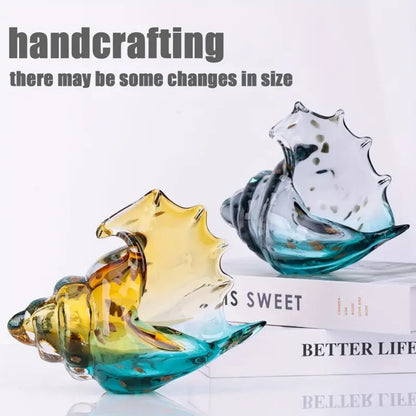 GitoLuck Hand-Blown Art Glass Seashell Sculpture